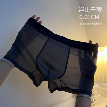 男士内裤冰丝网纱夏季薄款超薄透明性感男生透气男内裤四角男裤头