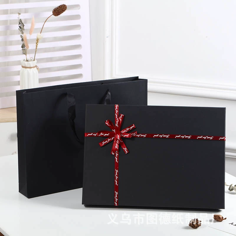 Черная Подарочная коробка Большой шарф-бант Упаковочная коробка Креативная прямоугольная Подарочная коробка Небесная и коробка для крышки земли Коробка для рубашки