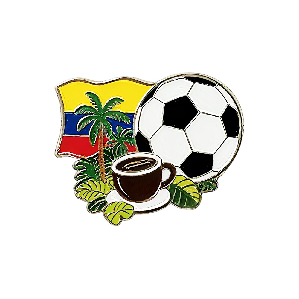 Personalizado 2026 Copa del Mundo de Estados Unidos, Canadá y México insignia conmemorativa de PVC fútbol refrigerador pegado broche fans alrededor de la fábrica de regalos