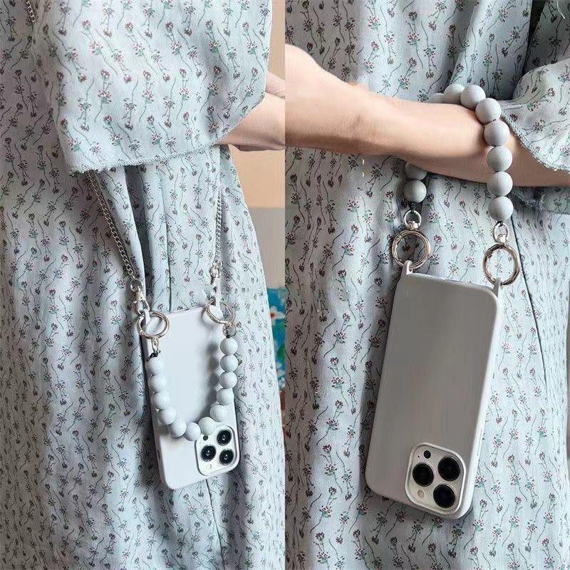 Cáscara de teléfono móvil iphone15 diagonal portátil de color sólido 16ProMax simple y elegante para Apple 14 nueva mujer 13