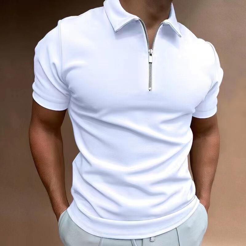 Cross-border 2023 Summer Men's Polo Shirt Solid Color Short-sleeved Lapel T-shirt Casual Fit Top European and American Men's Wear