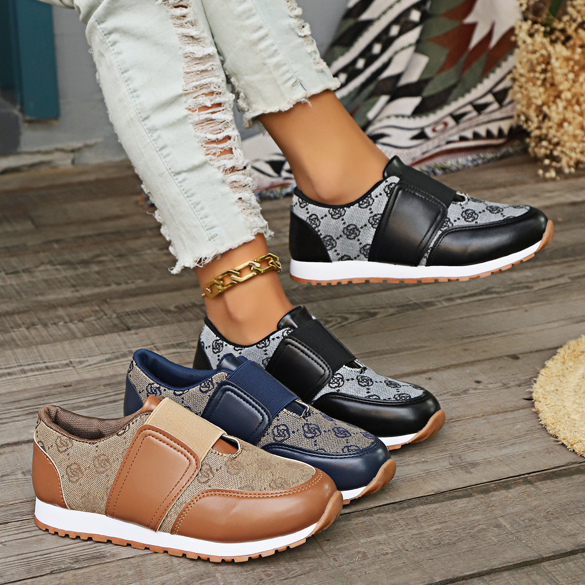 Damen Sneaker Atmungsaktive Freizeitschuhe Mit Elastikband_voghion.com