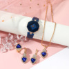 Fashionable set, quartz universal watch, Birthday gift, simple and elegant design, with gem
