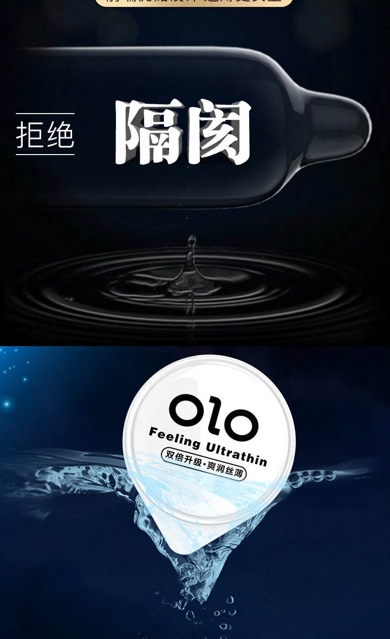 OLO Hyaluronic Acid 001 Ultra-Thin Latex Condoms, 3-Pack, Medium — detail image 15