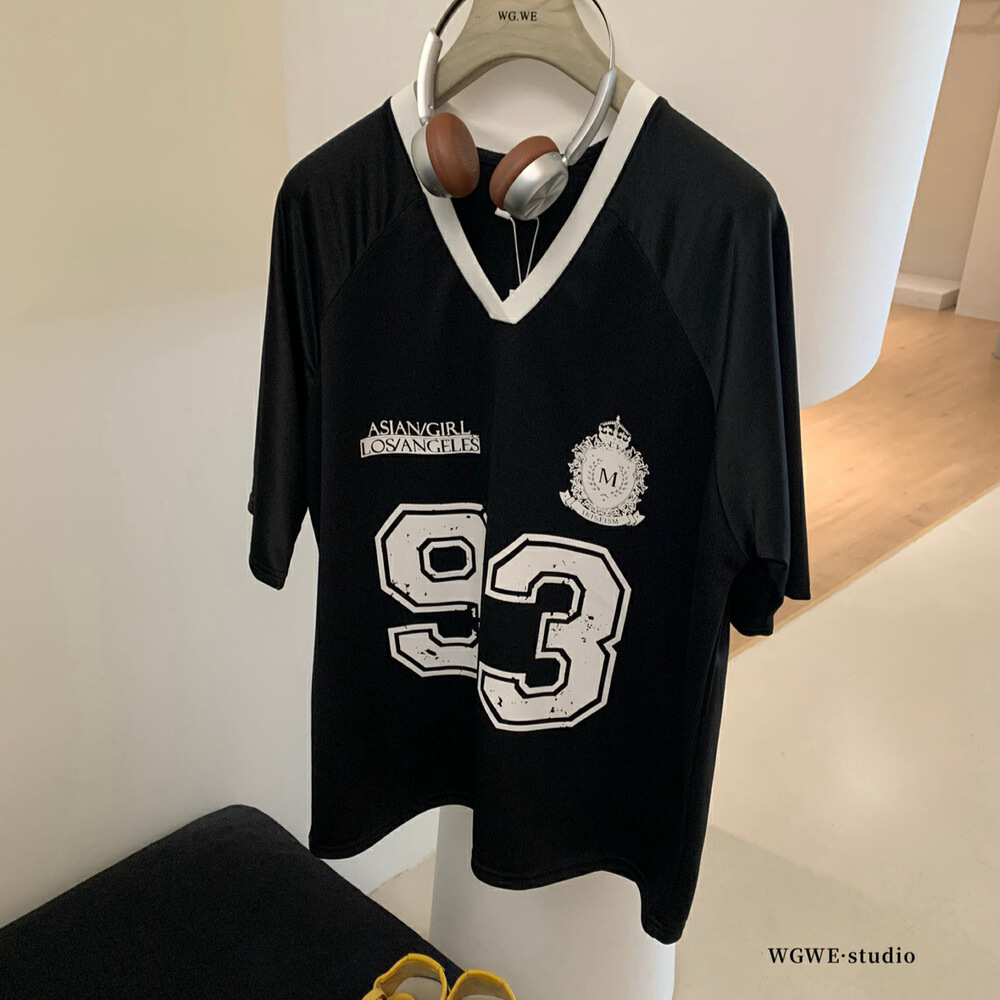 WGWE 夏女性アメリカンオールマッチレトロサテンステッチファッションジャージスタイルルーズトップ半袖 Tシャツ W6076