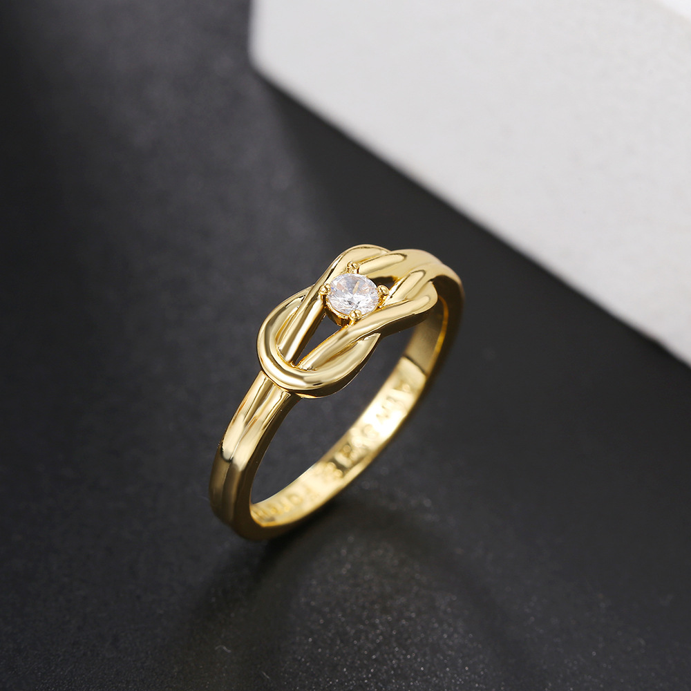 Wholesale Jewelry Simple Geometric Zircon Copper Ring Nihaojewelry display picture 2