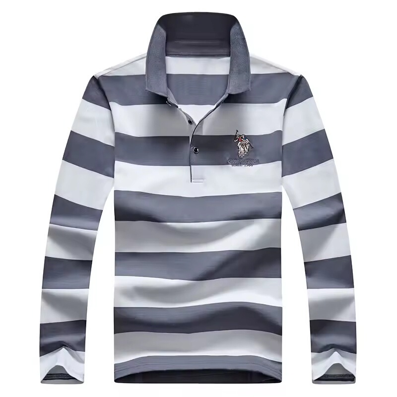 2025 Men's Polo Shirt Long Sleeve 3D Stripe Polo Shirt Men's Autumn Casual Fashion Polo Shirt Business 2025 Men's Polo Shirt Long Sleeve 3D Stripe Polo Shirt Men's Autumn Casual Fashion Polo Shirt Business