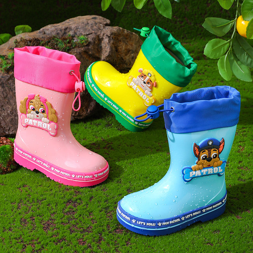 Paw Paw Team Children's Rain Boots Boys Baby Rubber Shoes Non-Slip Girls Rain Boots Elementary School Toddler Water Shoes Women's Waterproof