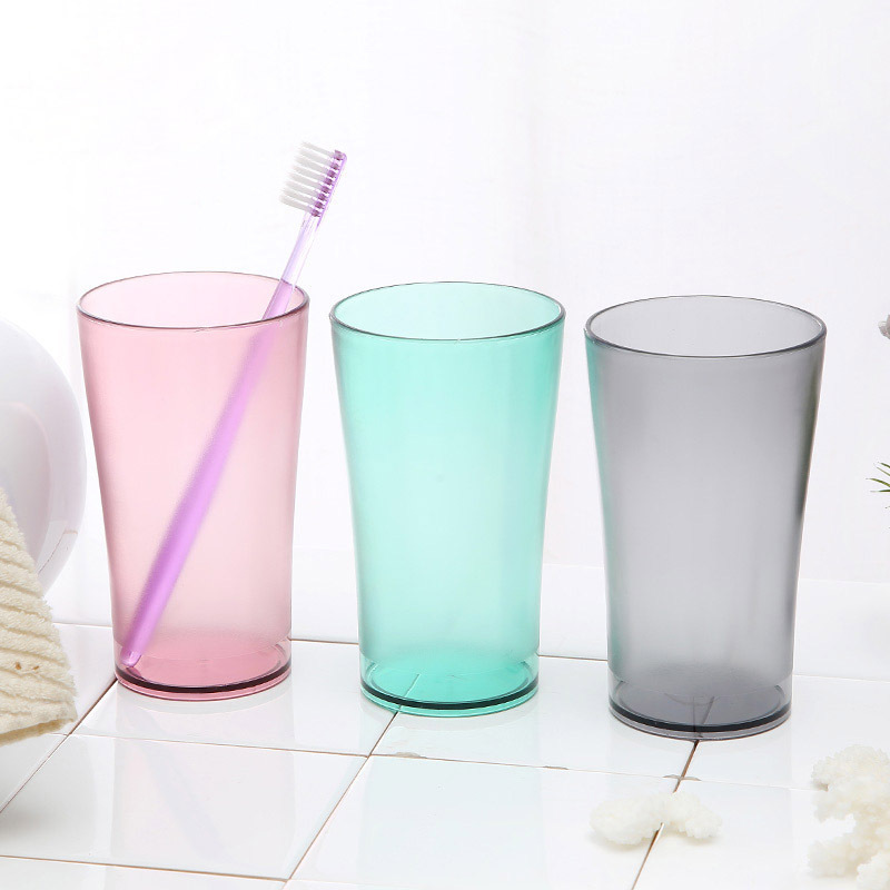 Plástico transparente simple fresco par cepillo de dientes taza de plástico diente taza lavado redondo taza de agua taza