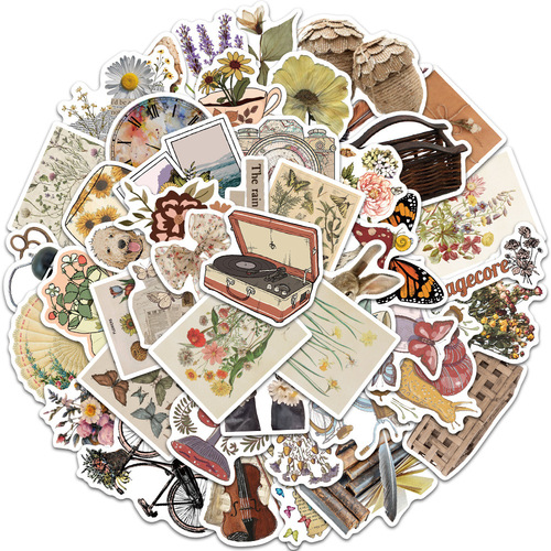 50 pieces of Amazon retro old objects graffiti stickers suitcase notebook personalized DIY waterproof stickers