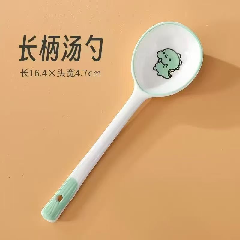 Cuchara de cerámica de color esmaltada cuchara de mango largo cuchara encantadora cuchara de arroz cuchara de arroz cuchara de torsión cuchara de cabeza redonda