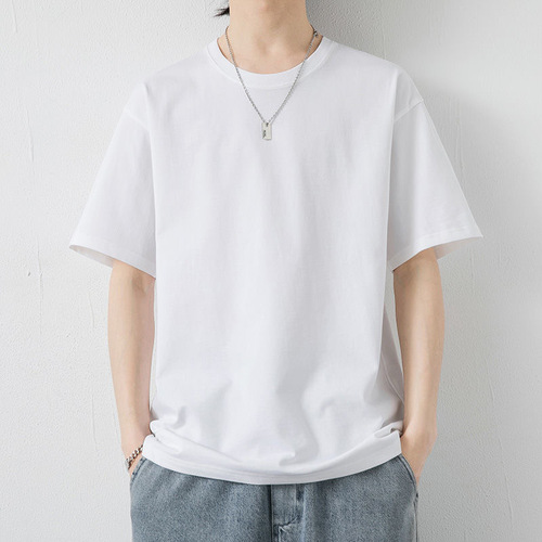 短袖t恤男潮牌夏季宽松五分袖年新款网红潮流ins简约印花上衣