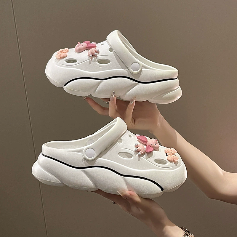 Платформенные сабо в стиле Crocs, съёмные мультяшные украшения, ультра‑мягкие, противоскользящие, с подъёмом (жен.)