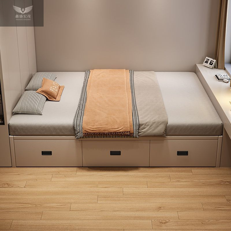 Cama de madera maciza japonesa dormitorio almacenamiento cama de almacenamiento cama de piso tatami sin cabezal de cama cama cama de piso tipo caja alta cama de piso tipo pequeño