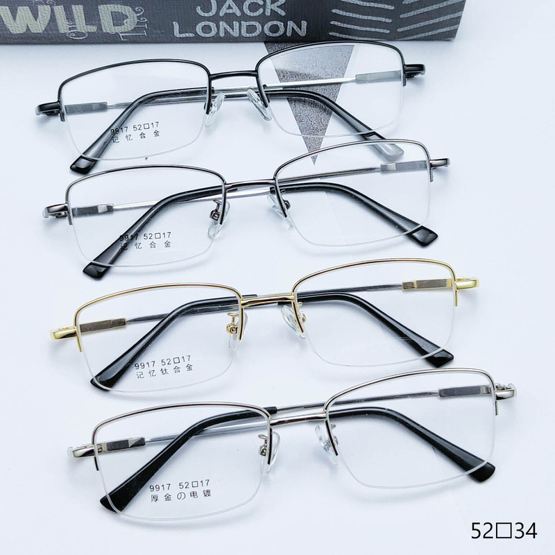 New men's business memory titanium half frame glasses frame manufacturers wholesale texture with myopia frame metal 9917