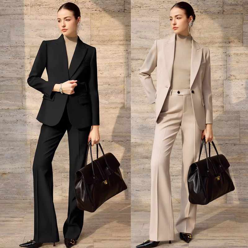 Ad Light Luxury High-End Black Suit Set for Women, Spring 2026 New Popular Style, Very Stylish Two-Piece Set with Flared Pants