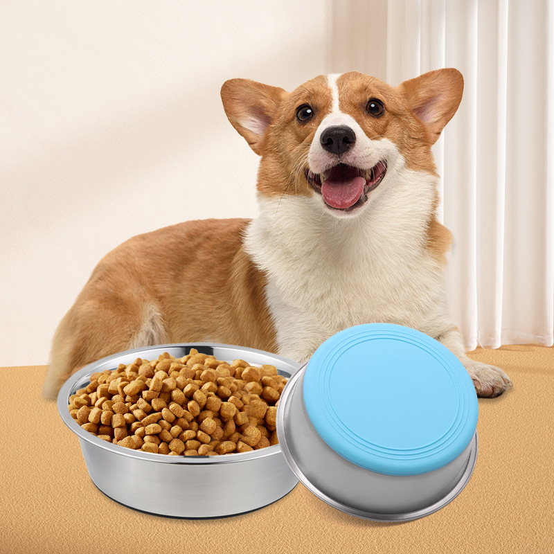 Resbaladizo 340 acero inoxidable tazón para perros anti-derribo tazón para perros tazón para perros tazón de gran capacidad