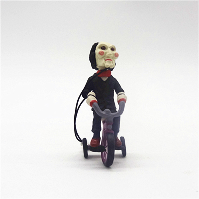 BILLY electric saw soul riding bicycle leather case sitting scene mobile phone rope pendant Q version doll boxed ornaments