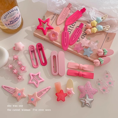 Pink Star Hair Clip for Girls, Sweet and Cute, Bangs Hairpin, Fringe Hair Clip, Duckbill Hairpin, BB Hair Clip, Simple Hair Accessory