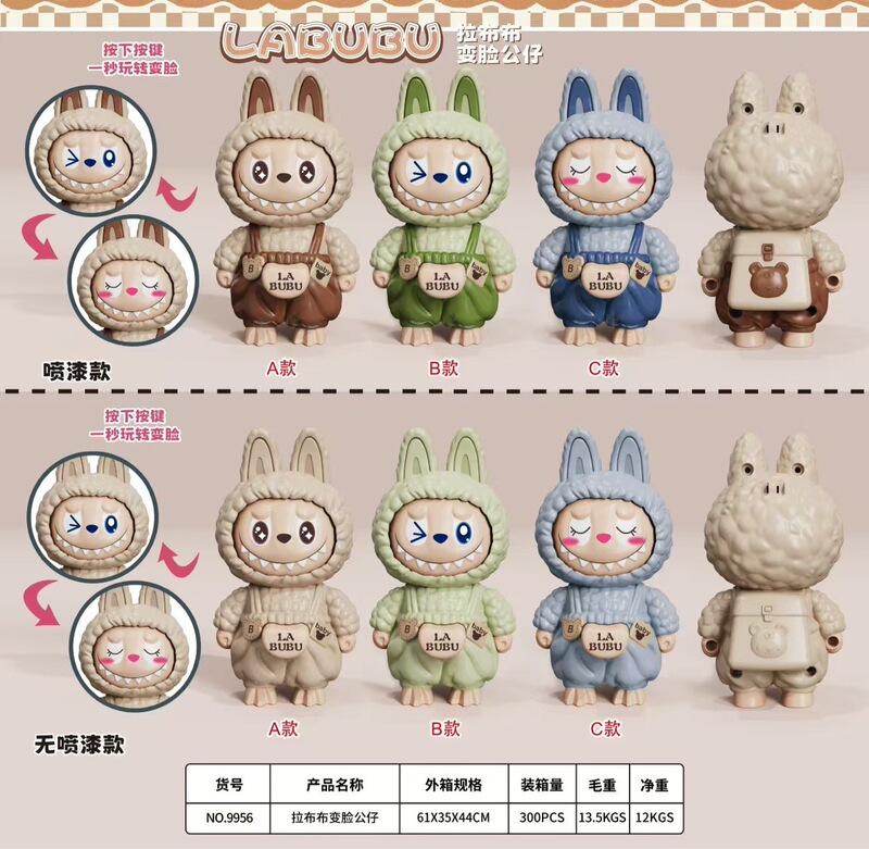 跨境labubu变脸公仔按压变脸创意解压拉布布变脸玩具公仔钥匙扣|undefined