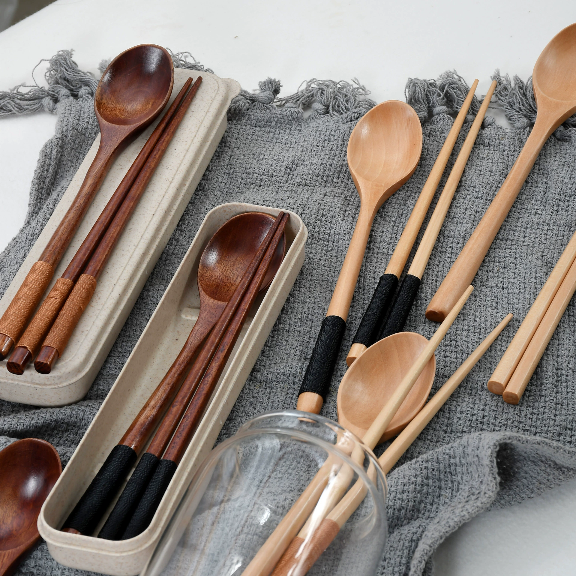 Creative wooden chopsticks, spoon, Korean set for elementary school students, handheld travel tableware