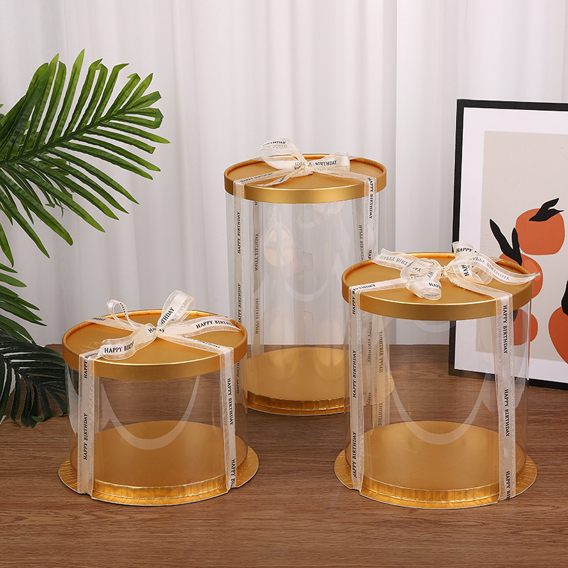 厂家现货透明圆形红色蛋糕盒子4/6/8/10寸12寸单双层三层加高特高