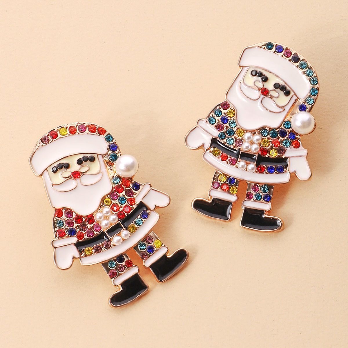 1 Pair Fashion Santa Claus Inlay Alloy Rhinestones Ear Studs display picture 9