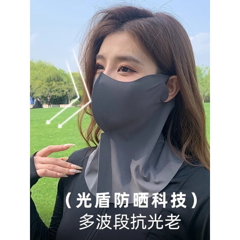 夏の新型日焼け止めストール日よけ氷糸マスク女性がバイクの首を保護して紫外線防止フード|undefined