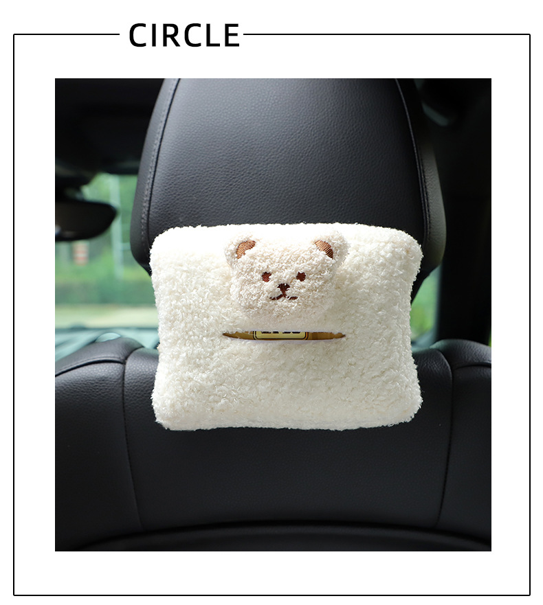 Cartoon car tissue box cute bear car chair back hanging tissue box DIY multifunctional car tissue box