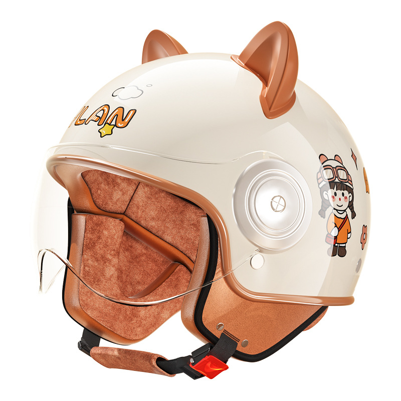 Cable-Operated 3C Certified Children's Helmet for Little Girls, Cute Winter Style Electric Scooter Helmet for Boys