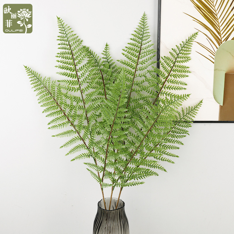 Nordic Single-Branch 3-Prong Large Persian Grass and Fern Artificial Green Plant Fern Micro-Landscape Plant Decoration