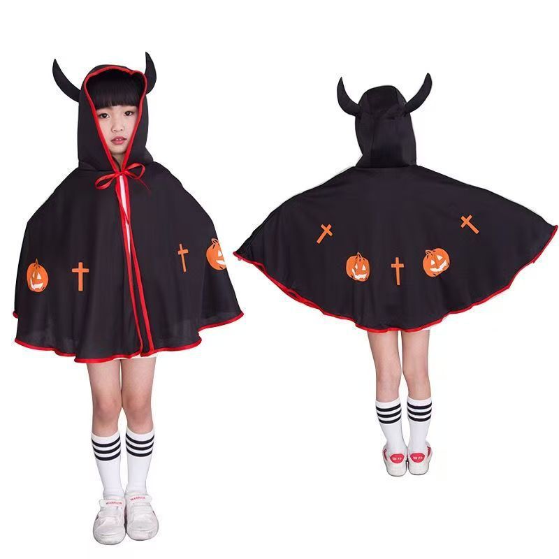 ハロウィン悪魔ホーンマントコスプレ衣装小道具ホリデーパーティーパフォーマンス子供のパフォーマンス衣装マント|undefined