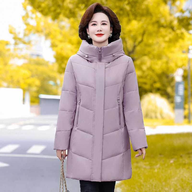 Winter long elegant fashionable keep warm down jacket with hood