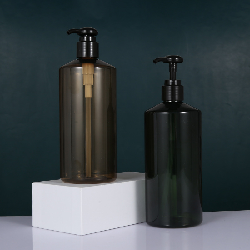 500ml塑料 斜肩PET瓶 PP旋转按压乳液泵头沐浴露洗发水乳液分装瓶