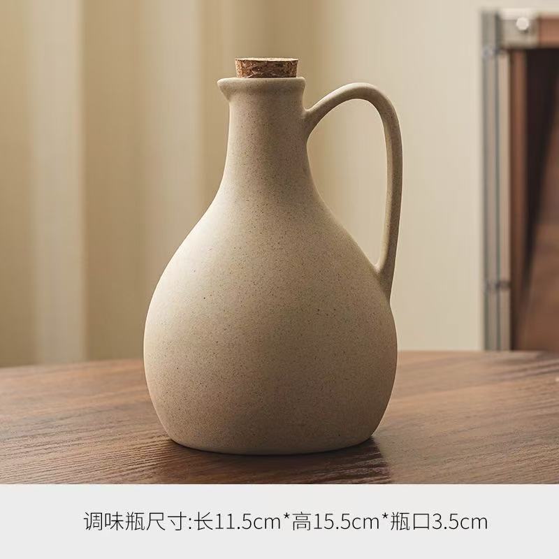 Venta al por mayor de estilo japonés creativo simple salud cerámica condimento tarro cocina condimento caja a prueba de humedad azúcar y sal tarro conjunto de tres piezas