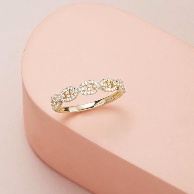 Shiny Geometric Copper Zircon Rings