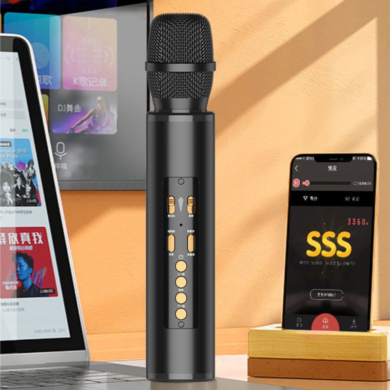 K5 Karaoke Bluetooth Microphone Mobile Phone Karaoke Wireless Microphone Audio Integrated Home Ktv Cross-Border Hot Model