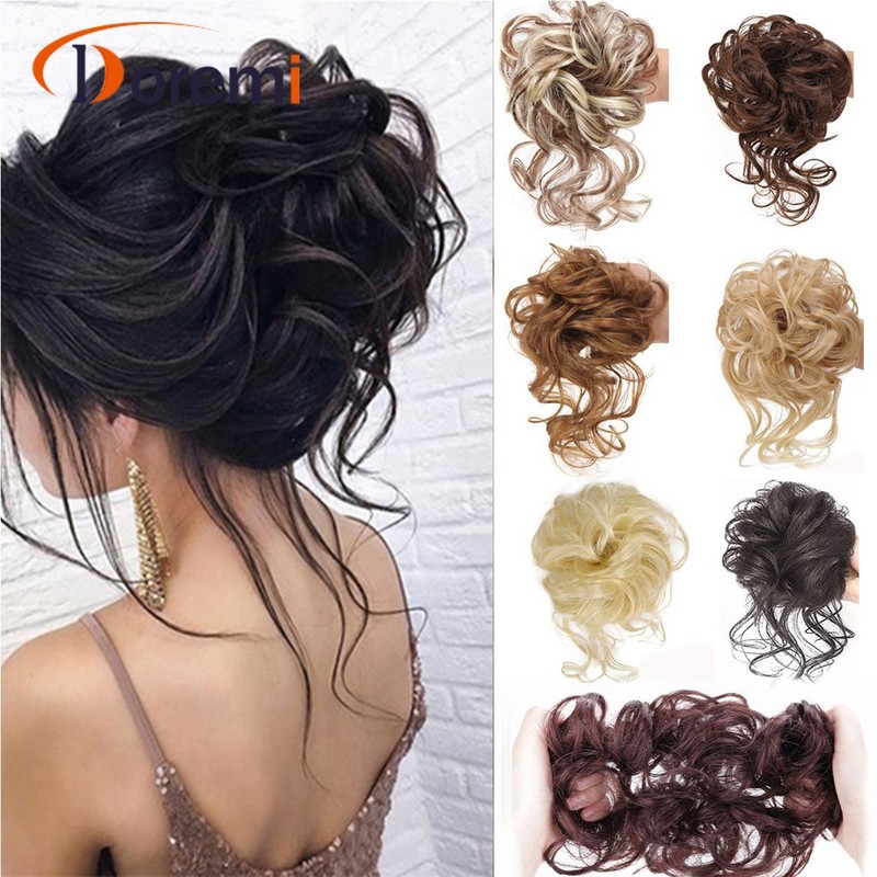 Cross-Border Export European and American Wig Hair Band Ball Head High Temperature Silk Fluffy Messy Long Beard Ball Bun 25cm