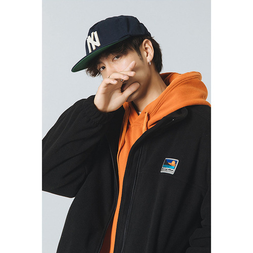 Men's and women's autumn and winter thickening bf Korean version loose fitting student fleece pure color jacket 