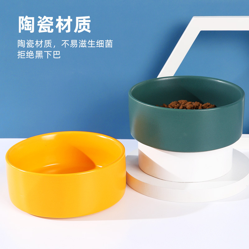 Cuenco redondo de cerámica para gatos, oferta especial, 13 cm, en stock, al por mayor, anti-manchas en la barbilla, cuenco de cerámica para mascotas, estilo simple, cuenco para perros.