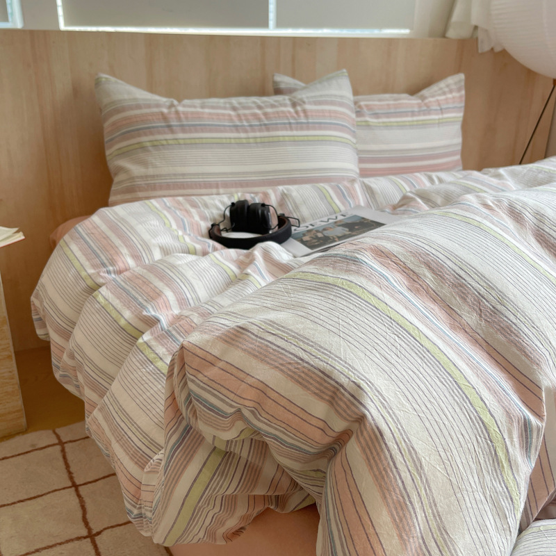 Cama de lavado de algodón de clase A, cuatro piezas de sábanas de algodón de lavado, colchón de cama, dormitorio de estudiantes, tres piezas de cuatro temporadas