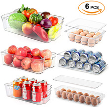 亞馬遜供貨6件套 廚房透明保鮮盒雞蛋盒托盤易拉罐飲料冰箱收納盒
