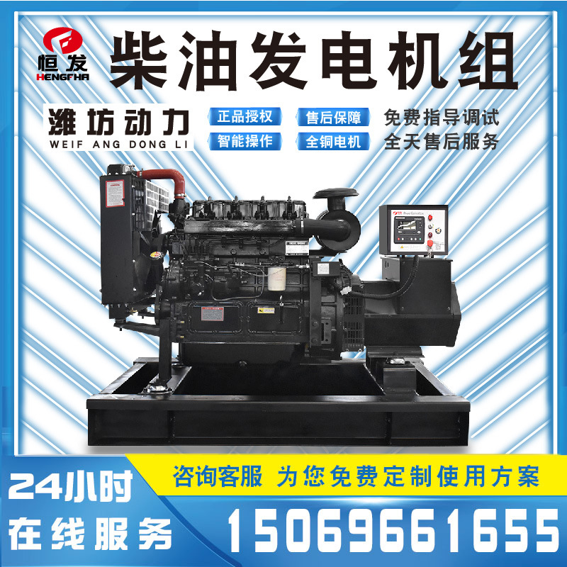 潍坊动力50kw柴油发电机组停电自启无人值守无刷自励磁全铜电机