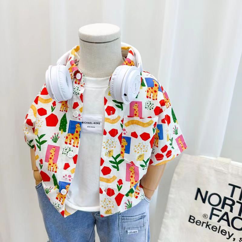 Niños traje verano 2023 nuevos niños camisa casual pantalones cortos guapo bebé suelta moda estilo coreano