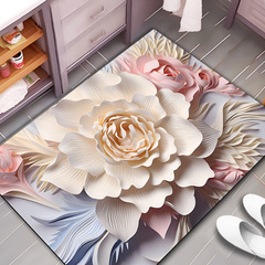 高級立體花卉硅藻泥地墊衛生間吸水防滑腳墊硅藻泥地毯浴室門墊