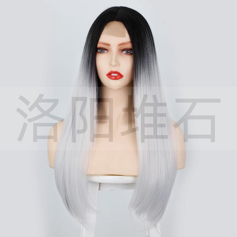 Wig European And American Ladies Wig Long Straight Hair High-temperature Fiber Synthetic Wigs Small Lace Wig Wig One Piece Dropshipping display picture 4