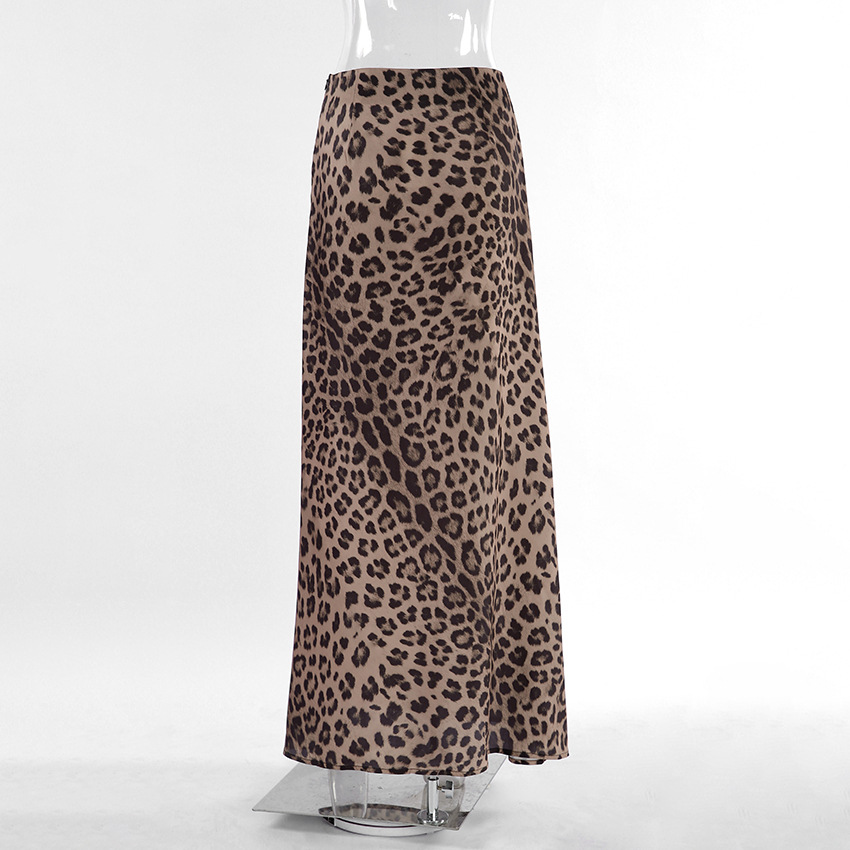 210g Weight Maxi Long Dress Dress Length Type Skirt Dresses Type Polyester Fabric Type Mid Waist Waist Line Inelastic Elasticity Holiday, Date Occasion Slim Fit Type Leopard Pattern Summer Season Women's Gender Zipper Design Streetwear Style Summer Streetwear Leopard Polyester Maxi Long Dress Skirts 2