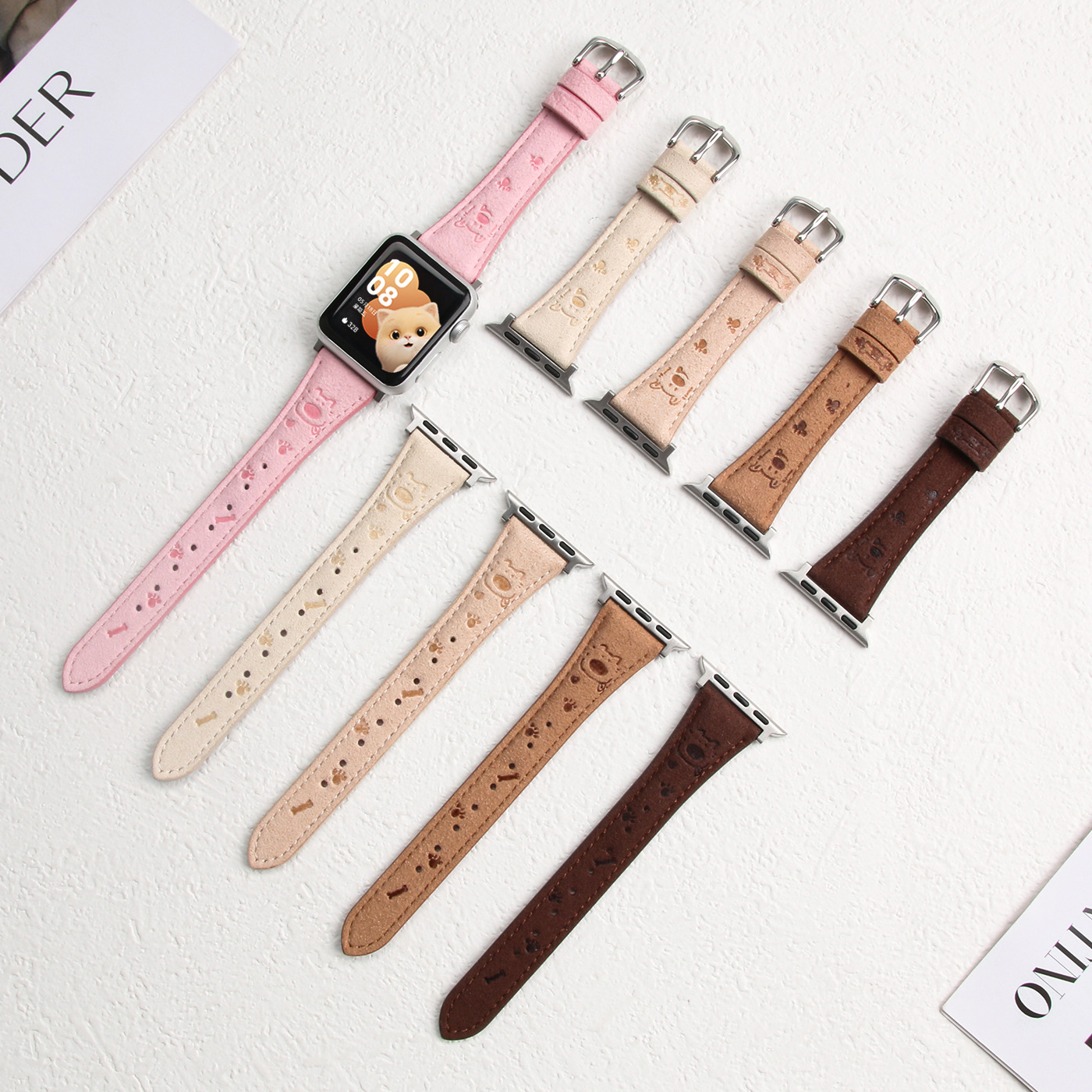 Suitable for Apple S10Iwatch Watch Strap S11 Customized Frosted Leather Printing Cute Comfortable Soft Women's Watch Strap