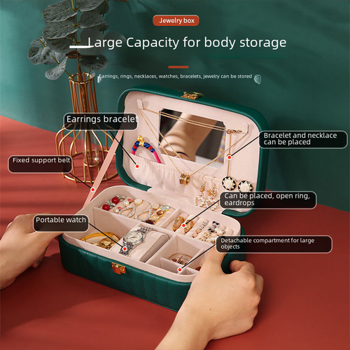 Elegant European Princess Style Convenient Large Capacity Multi-functional Earring, Ring, Necklace Jewelry Box with Lock and Dustproof Storage