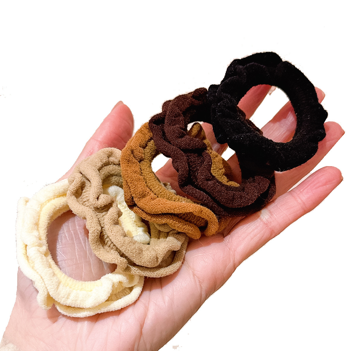 Simple todo partido oreja de madera banda de pelo cabeza de bola banda de goma de las mujeres de alta elástico durable cuerda de pelo accesorios para el cabello